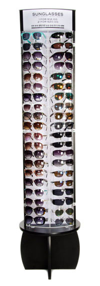 BLACK Rotating Floor Sunglass Display - Holds 80 SUNGLASSES # FL-80-BLK